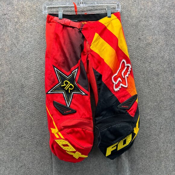 Fox Racing Pants Men 28 Red Yellow Black 180 Rocksta Motocross MX Off Road Gear - Picture 1 of 11